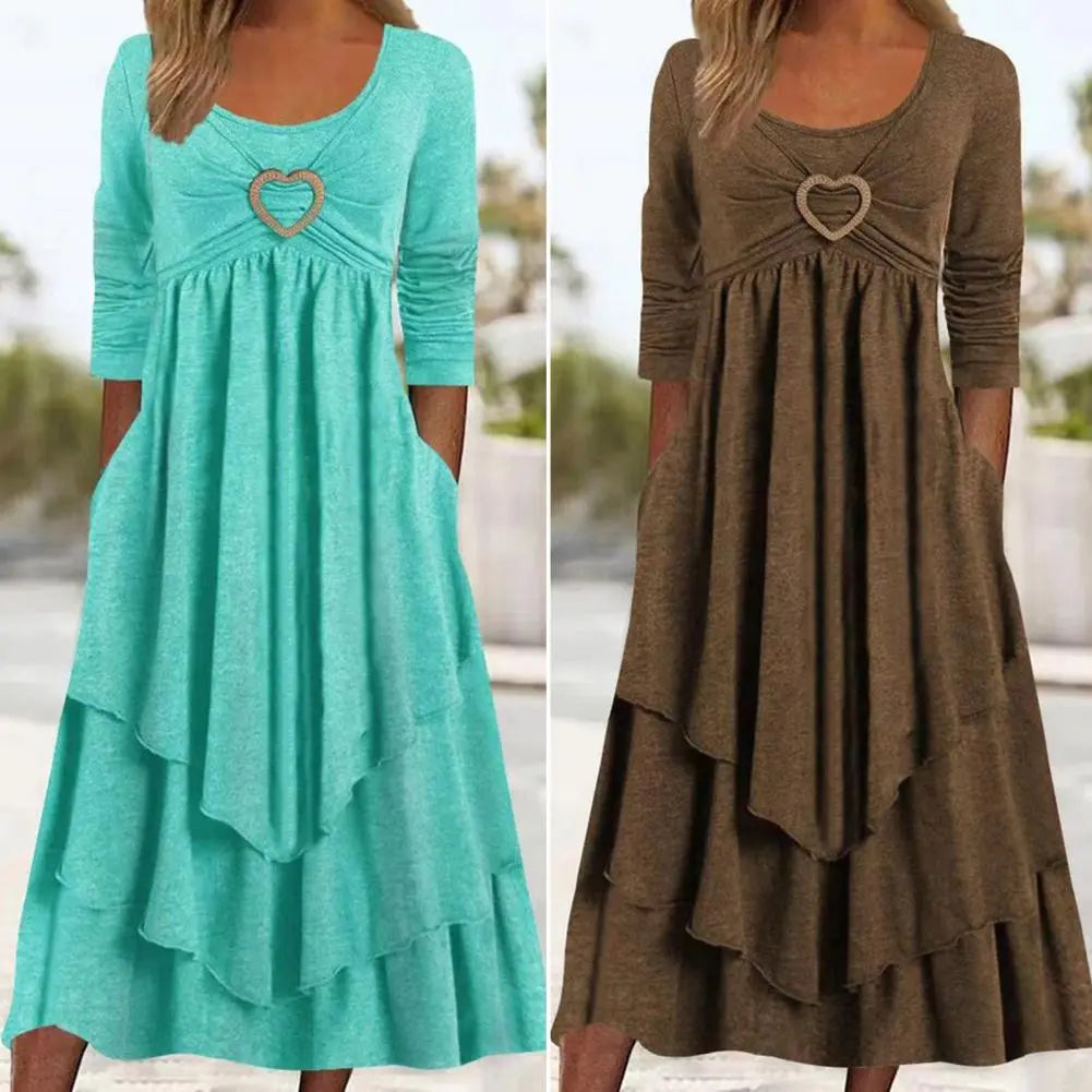 Long Sleeve O-Neck Maxi Dress