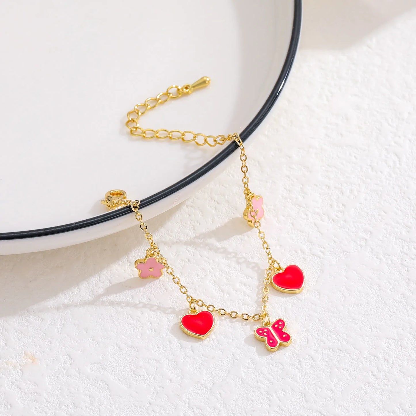 Heart Love Butterfly Chain Adjustable Bracelet