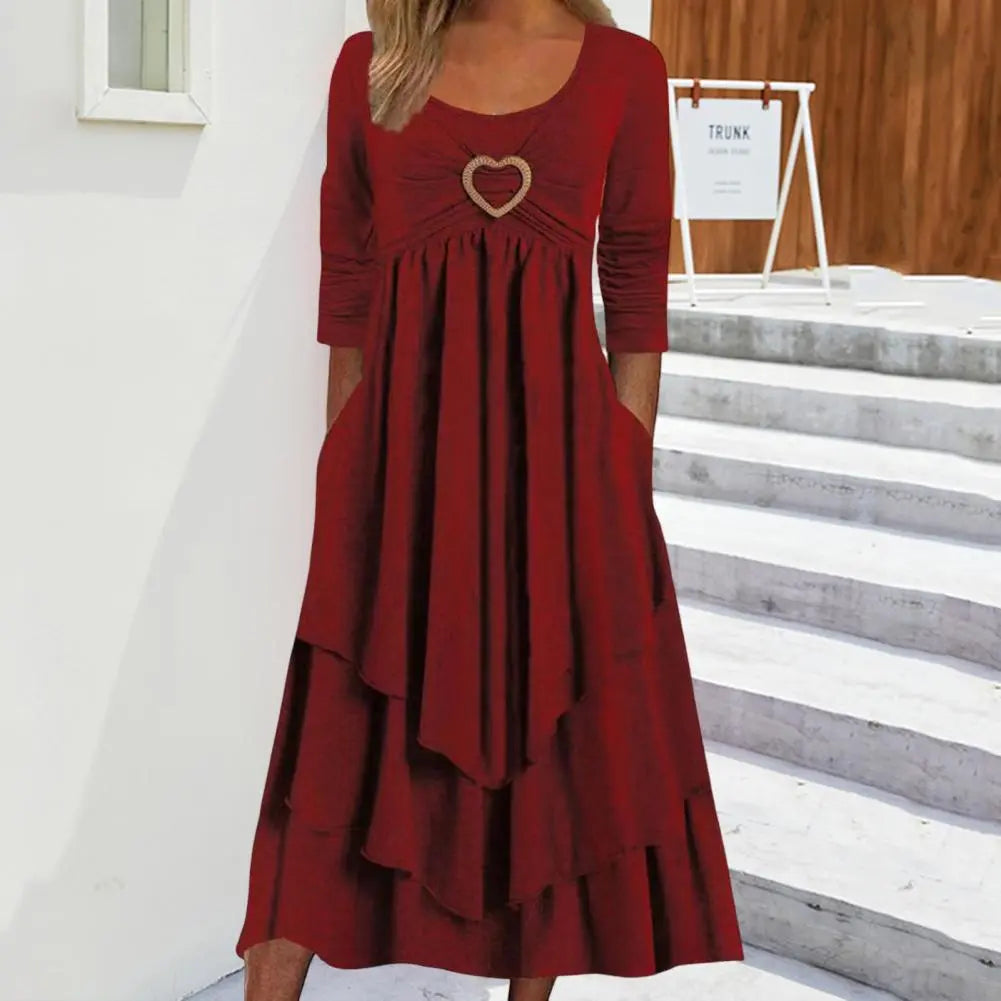 Long Sleeve O-Neck Maxi Dress
