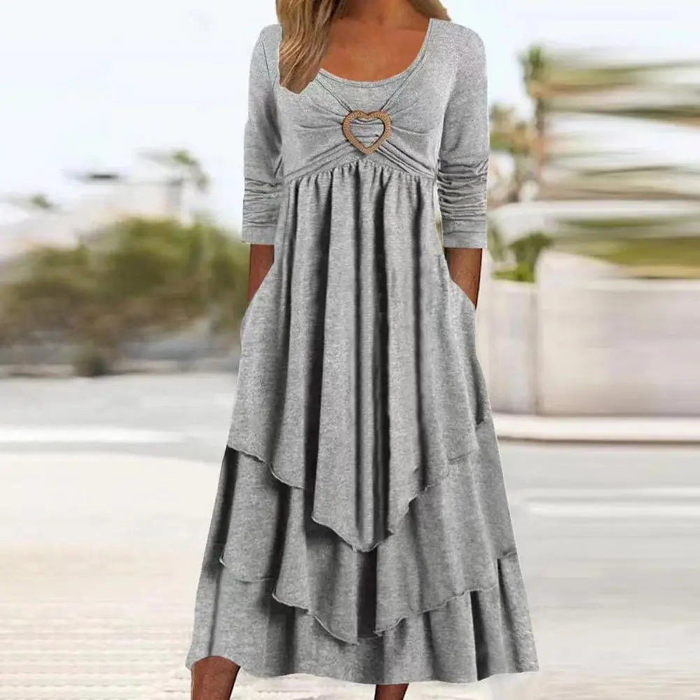 Long Sleeve O-Neck Maxi Dress