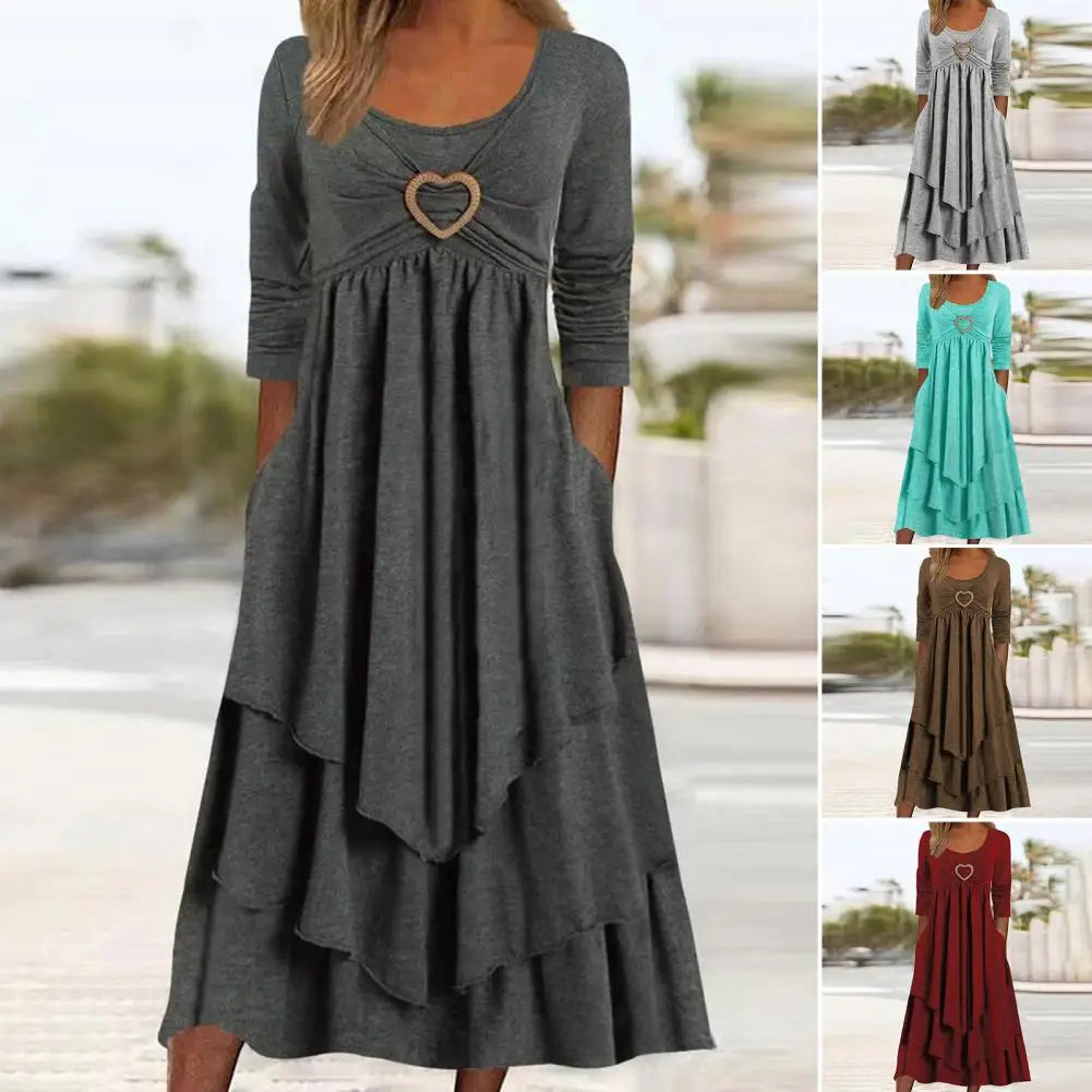 Long Sleeve O-Neck Maxi Dress