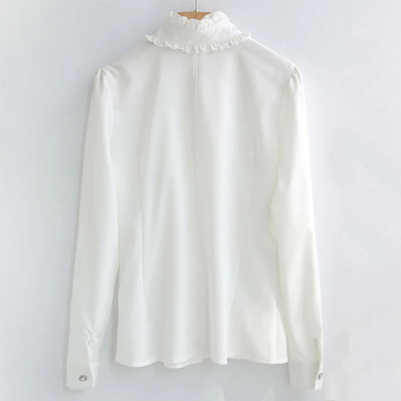 Lolita Shirt Long Sleeve Stand Collar Chiffon Top