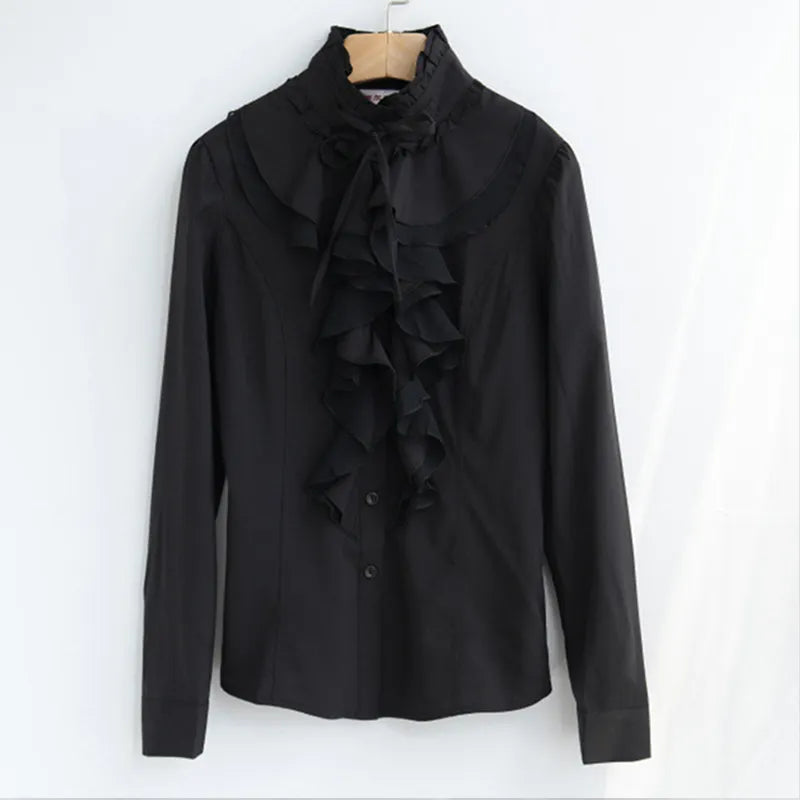 Lolita Shirt Long Sleeve Stand Collar Chiffon Top