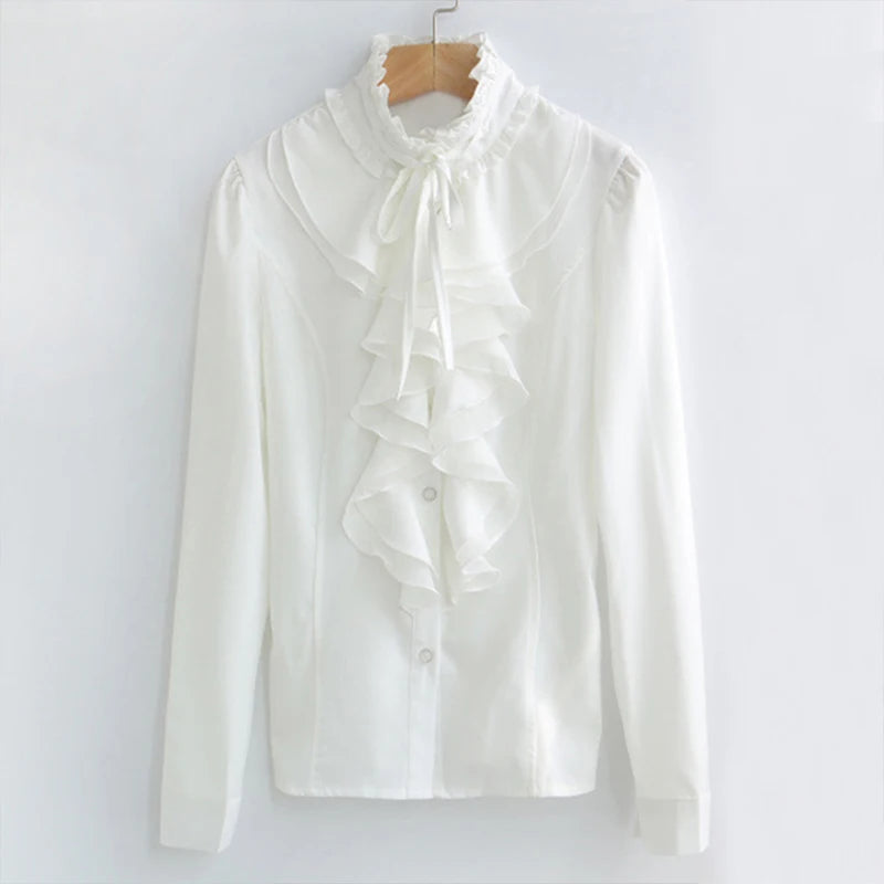 Lolita Shirt Long Sleeve Stand Collar Chiffon Top