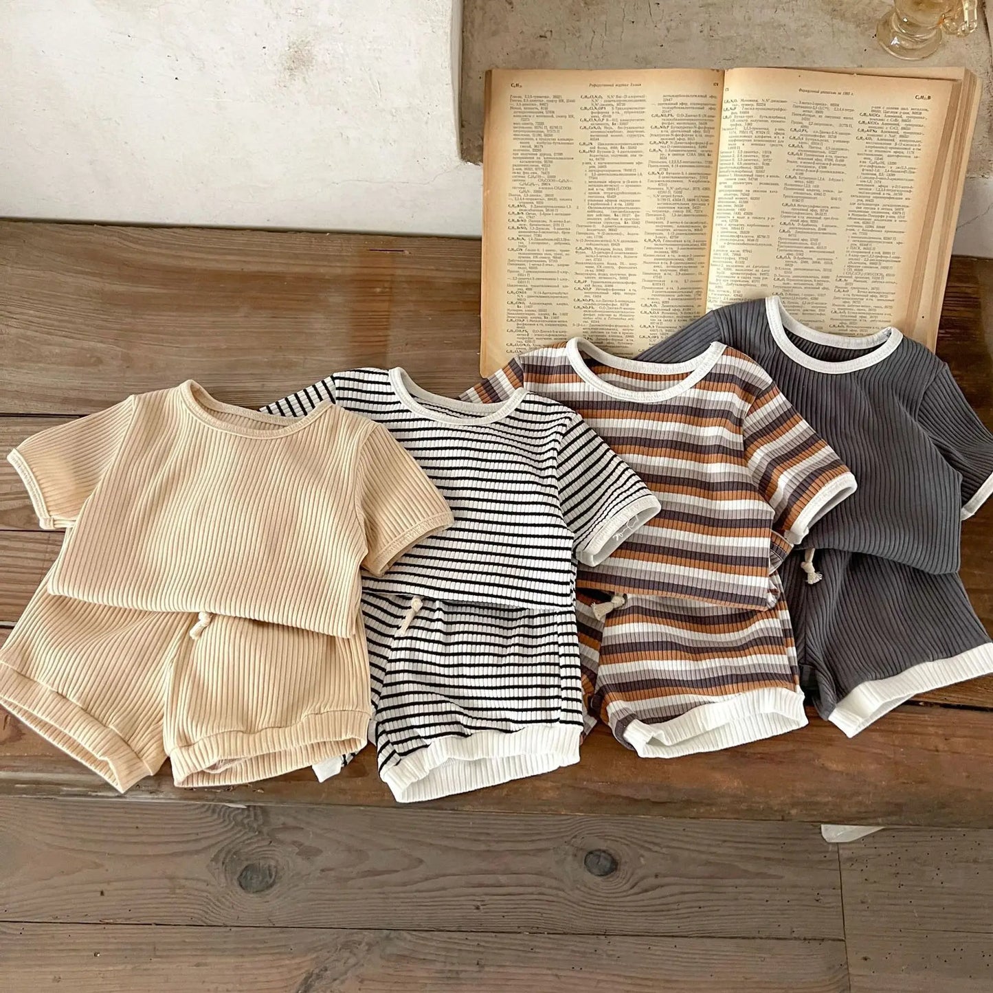 Baby Cotton Short-sleeve Stripes Print Outfit